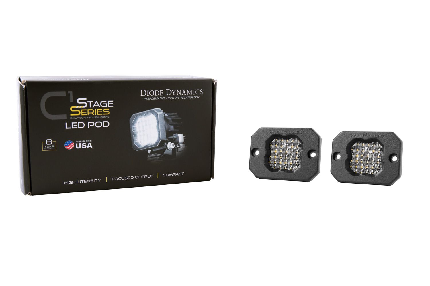 DIODE DYNAMICS | Stage Series C1R White Flood Flush Mount LED Pod (Pair)