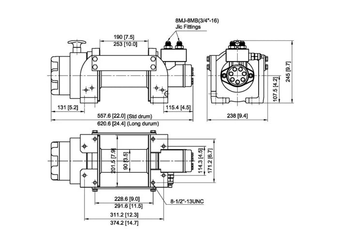 COMEUP WINCH | Badger 8 Long Drum Hydraulic Winch (680811)