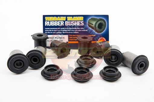 TERRAIN TAMER | Land Cruiser 70 Series FZJ78/79 & GDJ78/79 & GRJ78/79 & HDJ78/79 & HZJ78/79 & VDJ78/79 From 8/1999 Rear Bushing Shackle Kit Suits Genuine Pin Rubber (BK11)