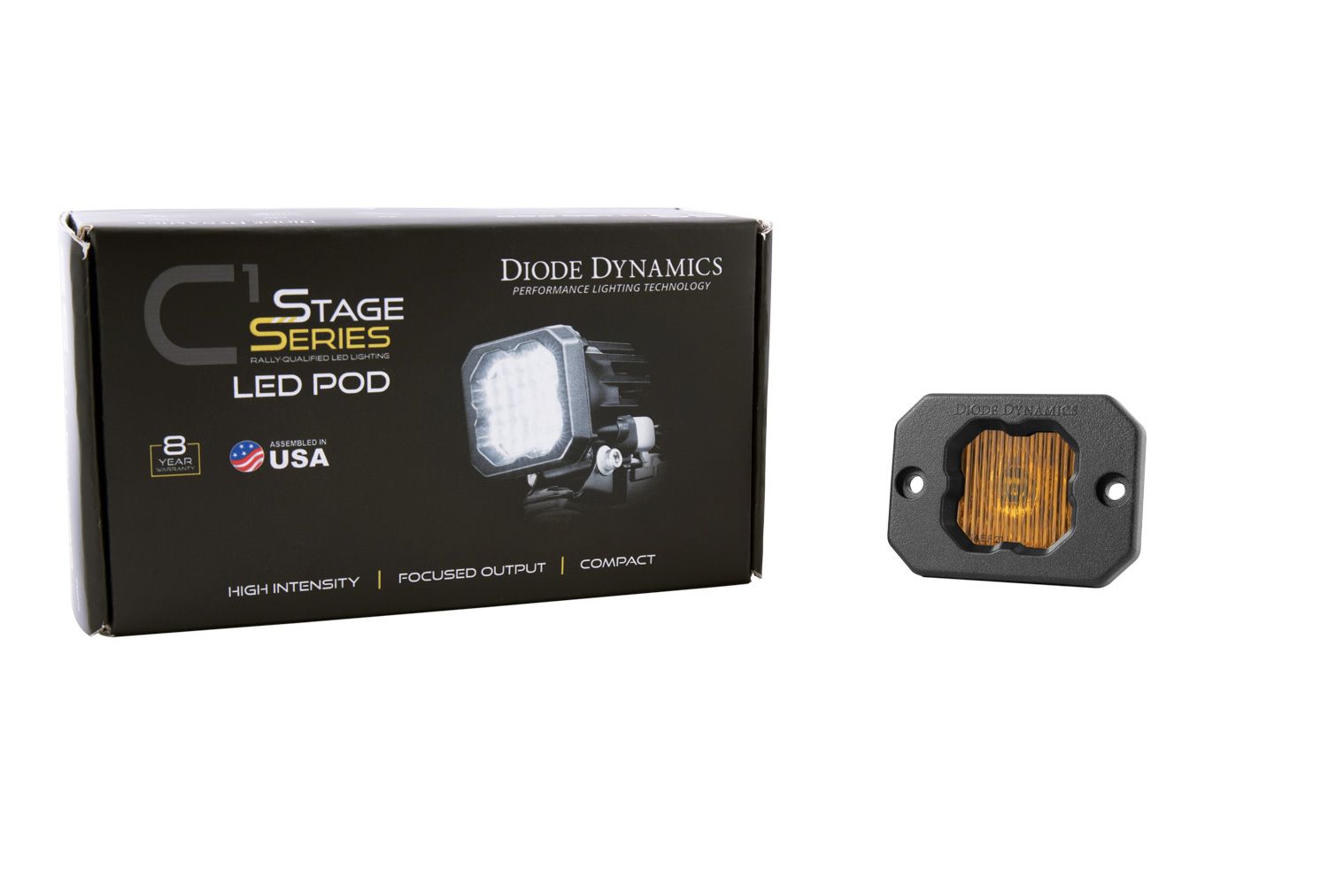 DIODE DYNAMICS | SSC1 Yellow SAE Fog Flush Mount LED Pod (One)