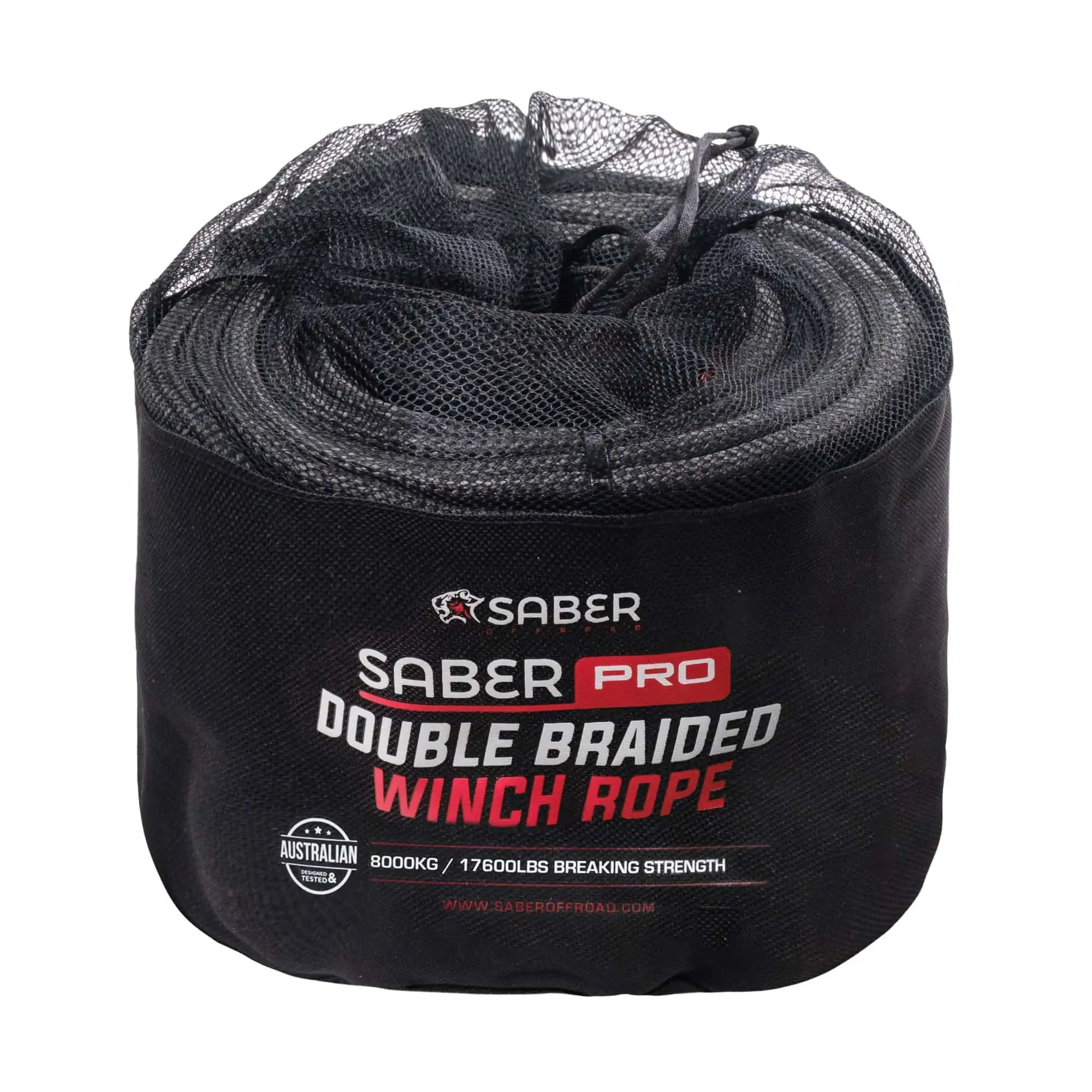 SABER OFFROAD | SaberPro Double Braided Winch Rope  8,000KG  30M (SBR-30WR-BLK)