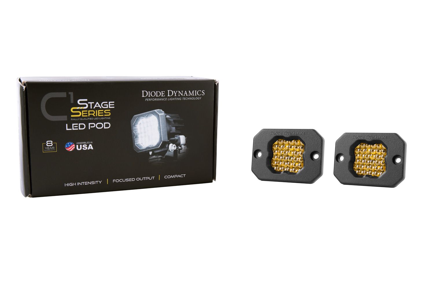 DIODE DYNAMICS | SSC1 Yellow Sport Flush Mount LED Pod (Pair)