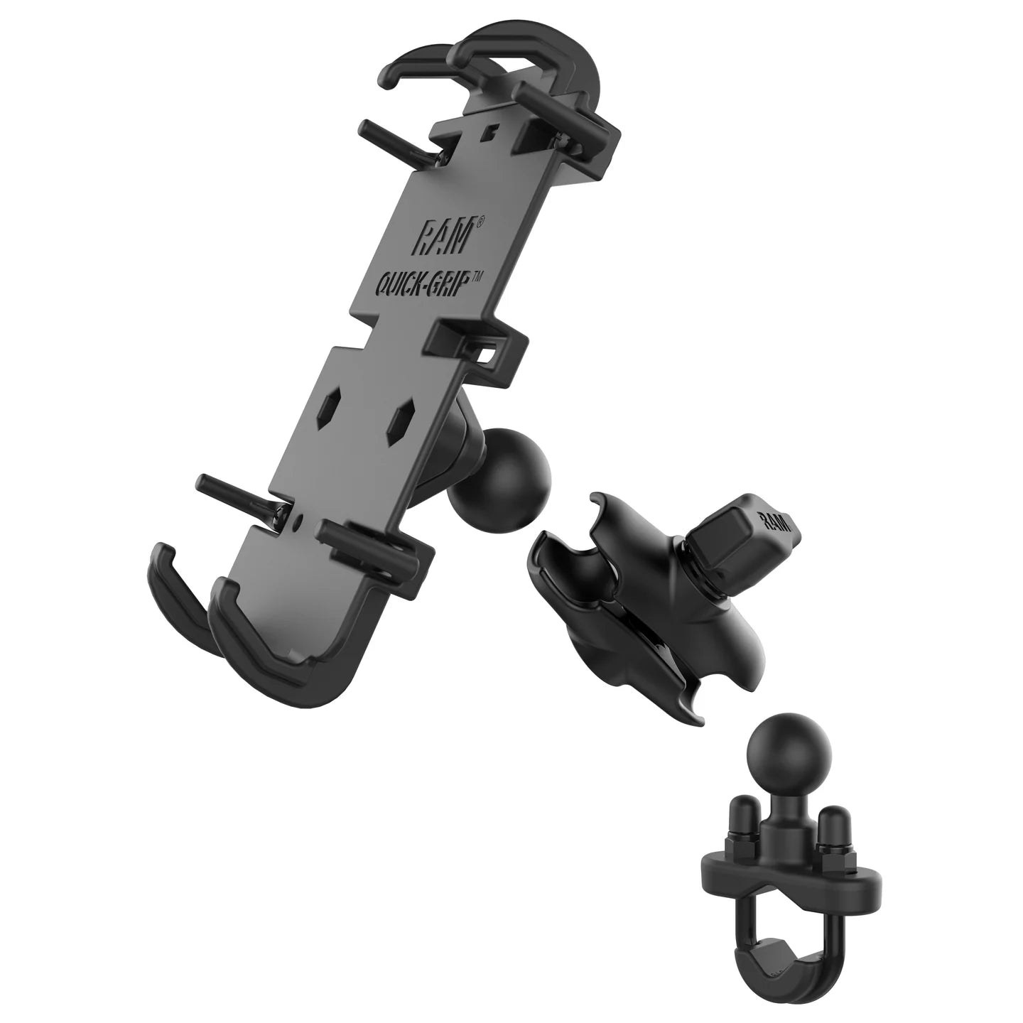RAM MOUNTS | RAM Quick-Grip XL Phone Mount with Handlebar U-Bolt Base - Short
