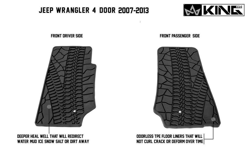 KING 4WD | Jeep Wrangler Unlimited JK 4 Door 2007-2013 Premium Four-Season Floor Liners Front and Rear Passenger Area (28010301)