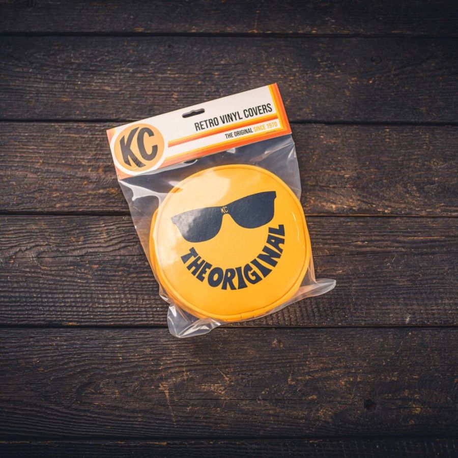 KC HILITES | Cover; Retro 6" Vinyl Yellow w/ "THE ORIGINAL" Smiley Sunglasses (pr) (5205)