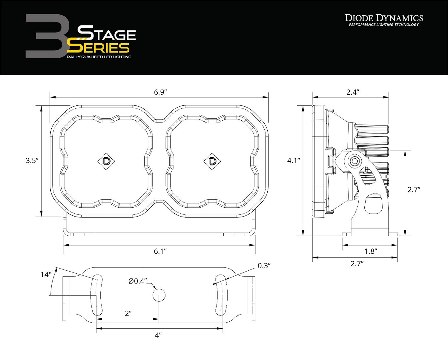 DIODE DYNAMICS | SS3 Dual-Pod Bracket Kit (DD6610)