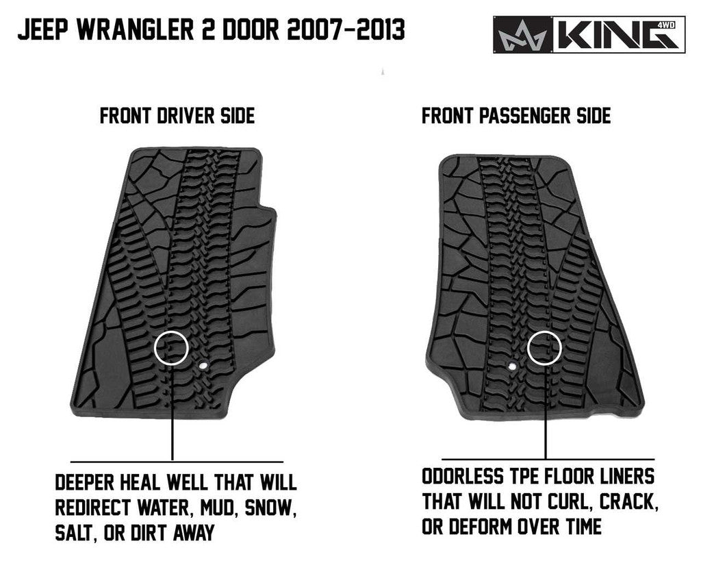 KING 4WD | Jeep Wrangler JK 2 Door 2007-2013 Premium Four-Season Floor Liners Front and Rear Passenger Area (28010201)