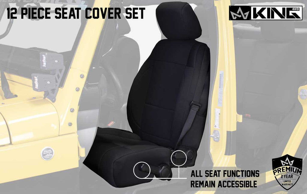 KING 4WD | Premium Neoprene Seat Cover For Jeep Wrangler Unlimited JK 4 Door (2013-2018) (SKU:11010201)