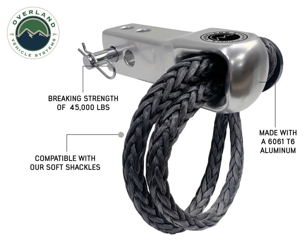 OVERLAND VEHICLE SYSTEMS | Combo Pack Soft Shackle 5/8" With Collar 44,500 lb. and Aluminum Receiver Mount (21-6580)