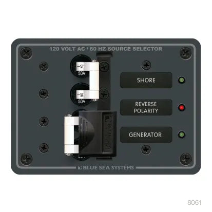 BLUE SEA SYSTEMS | Circuit Breaker Panel 2 Source Selector/120 Volt AC Main (79948)