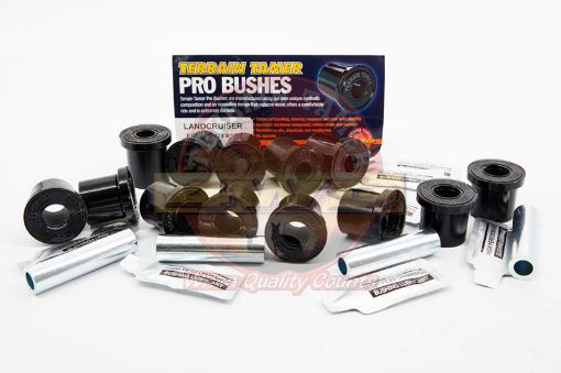TERRAIN TAMER | Land Cruiser 70 Series FZJ78/79 & GDJ78/79 & GRJ78/79 & HDJ78/79 & HZJ78/79 & VDJ78/79 From 8/1999 Rear Pro Bushing Shackle Kit Suits Genuine Pin Synthetic (BK11P)