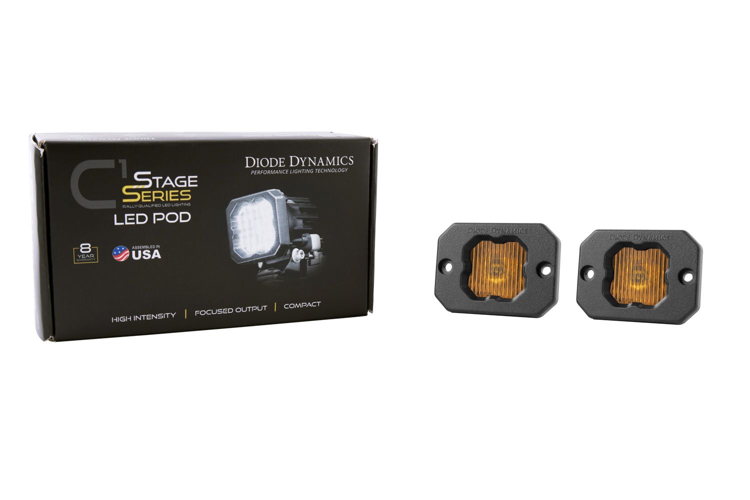 DIODE DYNAMICS | SSC1 Yellow SAE Fog Flush Mount LED Pod (Pair)