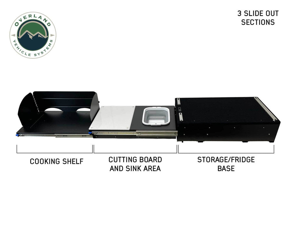 OVERLAND VEHICLE SYSTEMS | Camp Cargo Box Kitchen With Slide Out Sink, Cooking Shelf & Work Station (21010401)