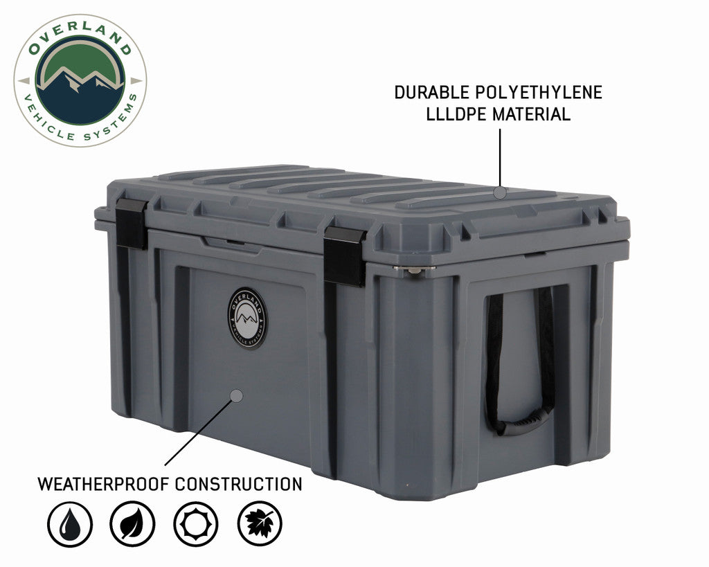 OVERLAND VEHICLE SYSTEMS | D.B.S. - Dark Grey 169 QT Dry Box with Wheels, Drain, and Bottle Opener (40100031)