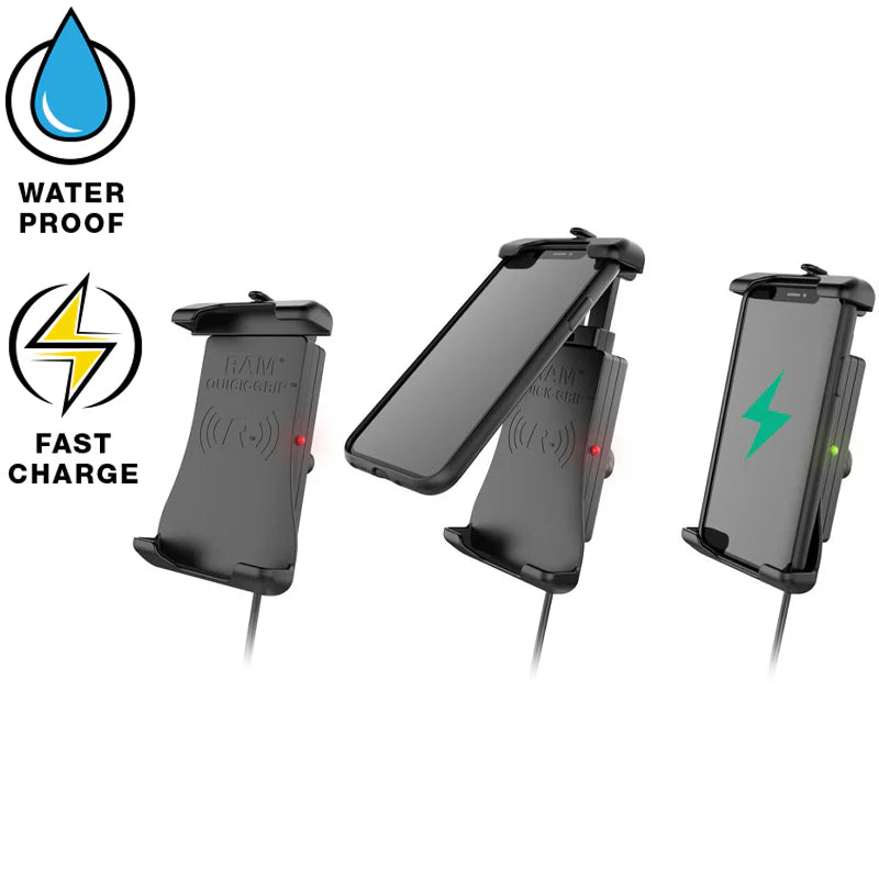 RAM MOUNTS | RAM Quick-Grip 15W Waterproof Wireless Charging Holder with Ball