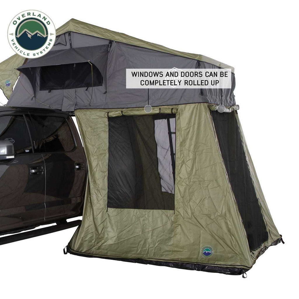 OVERLAND VEHICLE SYSTEMS | Nomadic 2 Roof Top Tent Annex Green Base With Black Floor & Travel Cover (18529936)