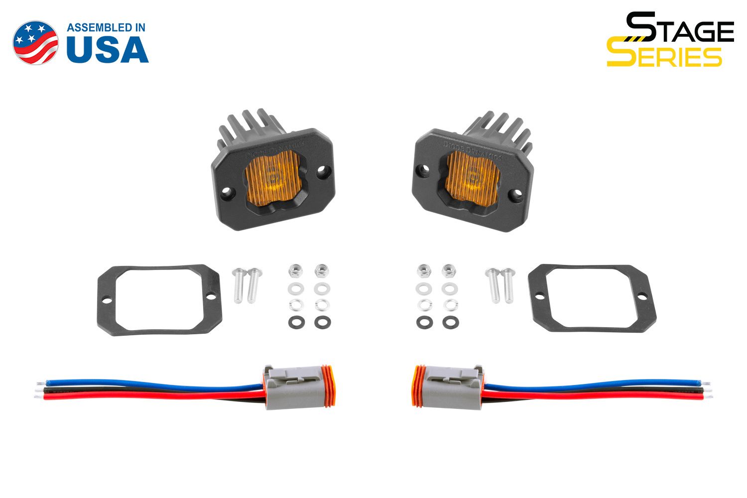 DIODE DYNAMICS | SSC1 Yellow SAE Fog Flush Mount LED Pod (Pair)