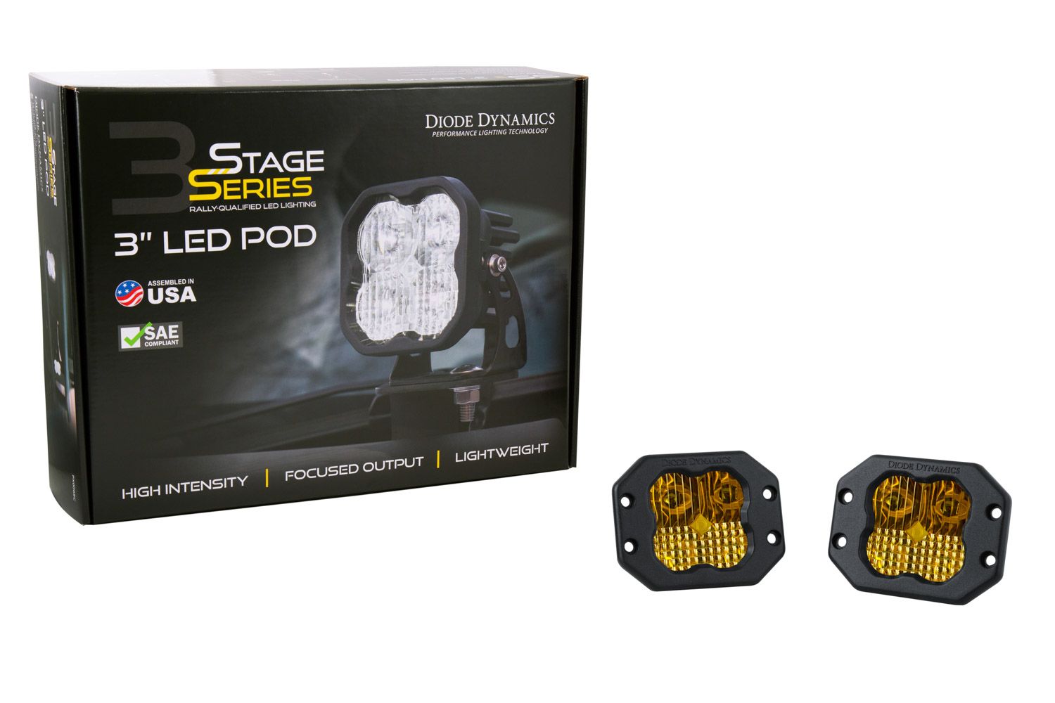 DIODE DYNAMICS | SS3 SAE Yellow Pro Flush Mount LED Pod (Pair)