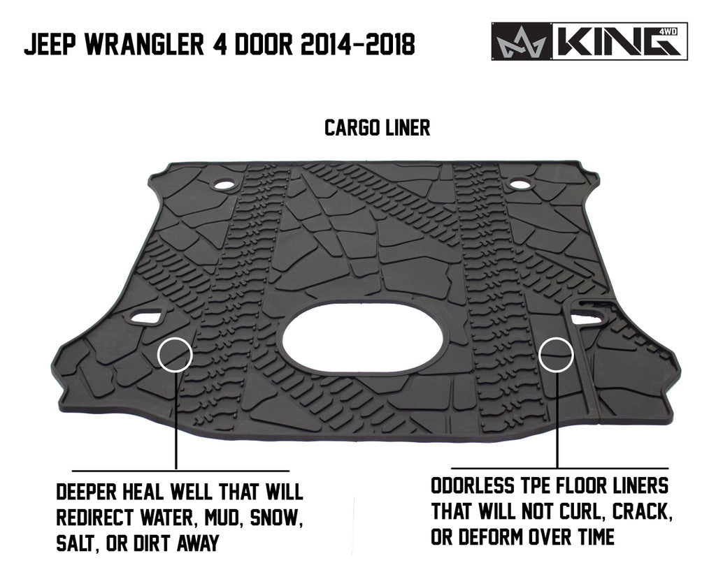 KING 4WD | Jeep Wrangler Unlimited JK 4 Door 2015-2018 Premium Four-Season Cargo Liner With Sub Woofer Cut Out (28020501)