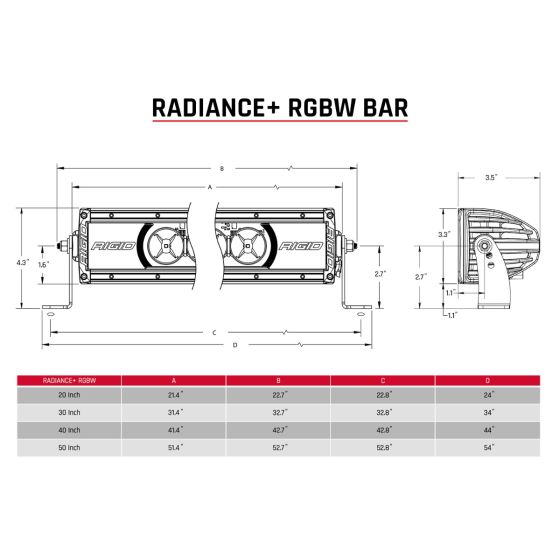 RIGID INDUSTRIES | Radiance+ 50 Inch RGBW Light Bar (250053)