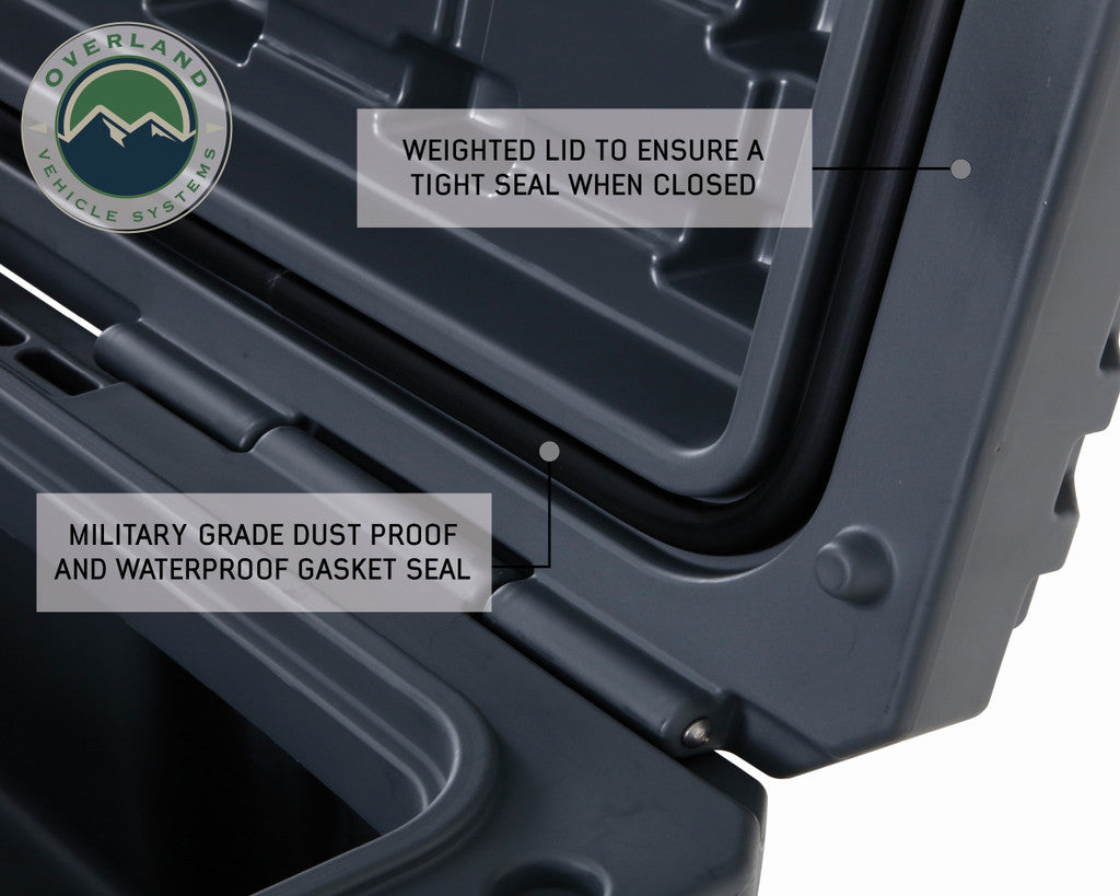 OVERLAND VEHICLE SYSTEMS | D.B.S. Dark Grey 53 QT Dry Box with Drain & Bottle Opener (40100001)