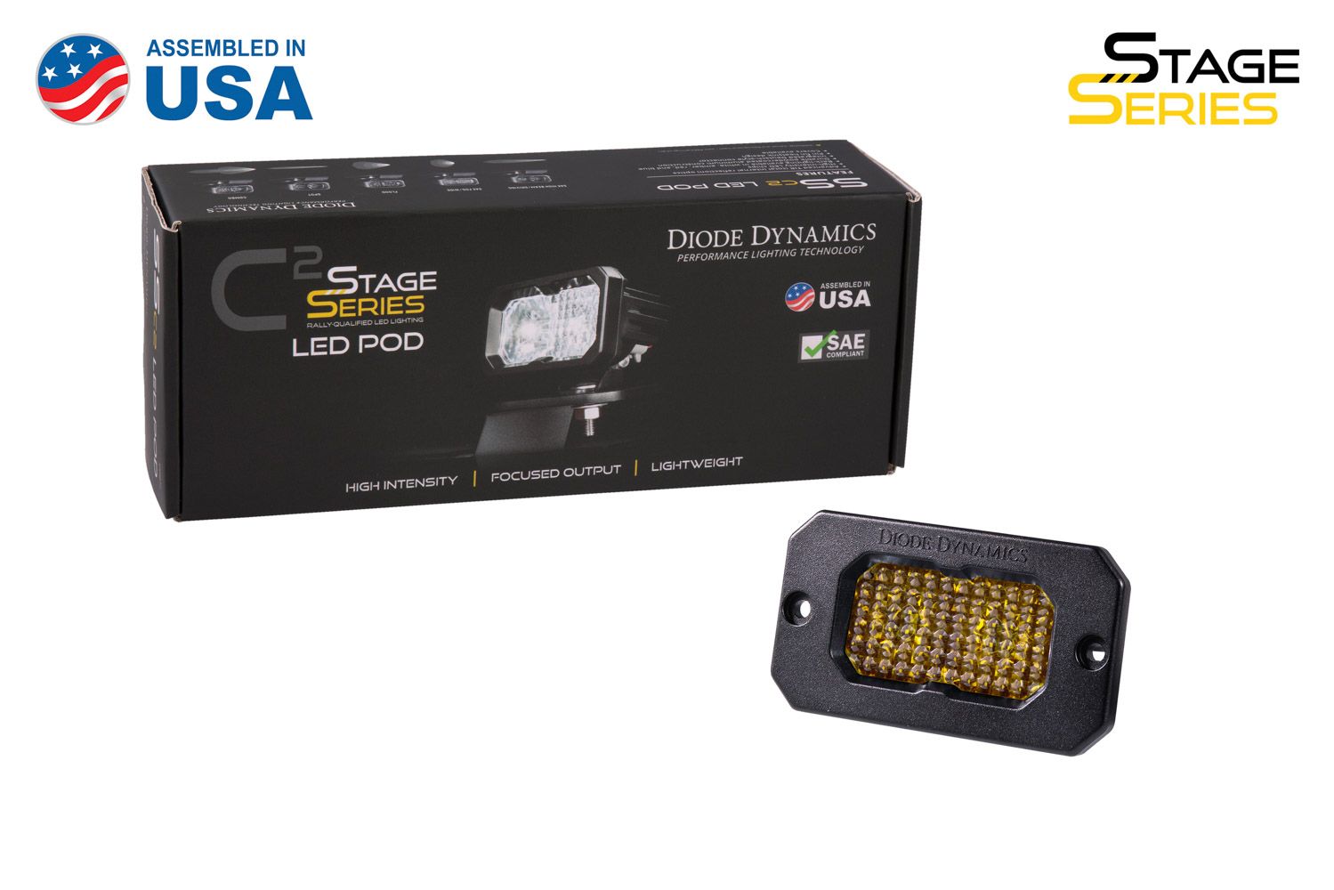 DIODE DYNAMICS | SSC2 SAE Yellow Sport Flush Mount LED Pod (One)