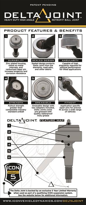 ICON VEHICLE DYNAMICS | 4Runner 5th & 4th Gen 2003-2024 Tubular Upper Control Arm with Delta Joint Kit (58451DJ)