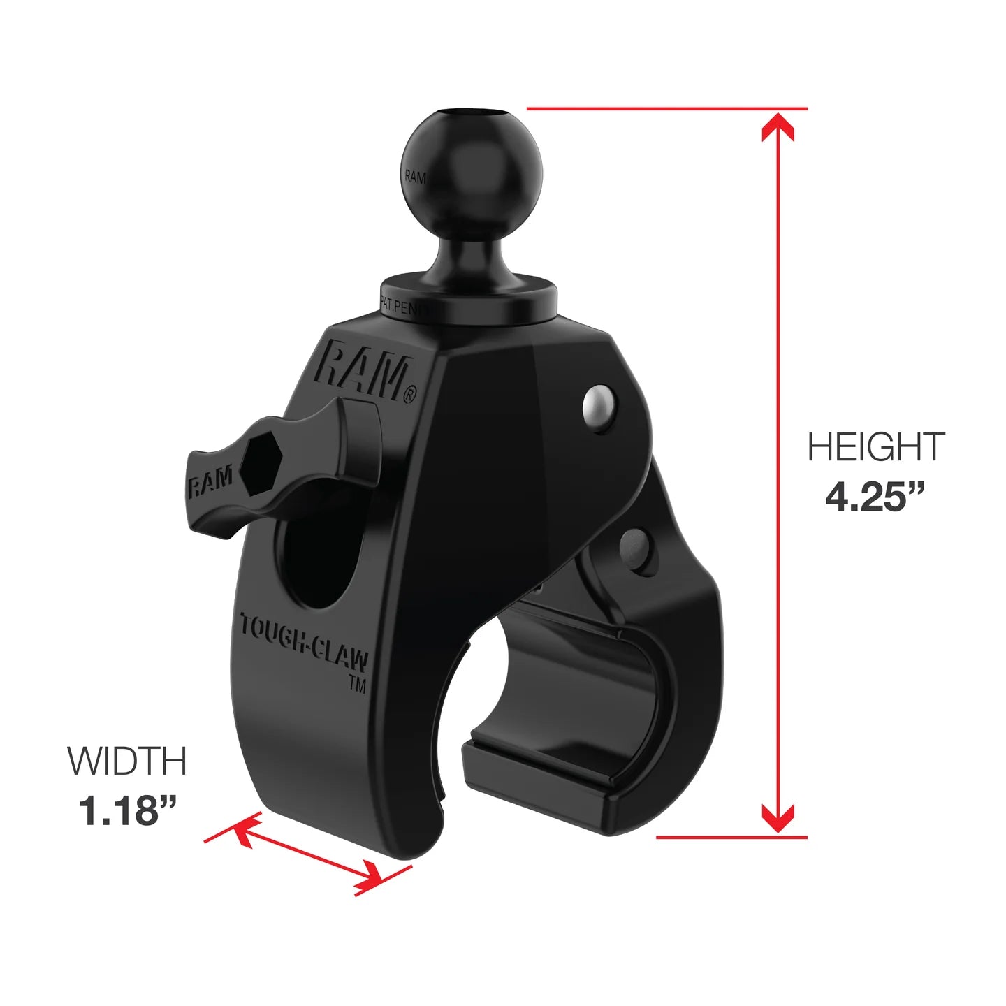 RAM MOUNTS | RAM X-Grip Large Phone Mount with Tough-Claw Medium Clamp Base - Long