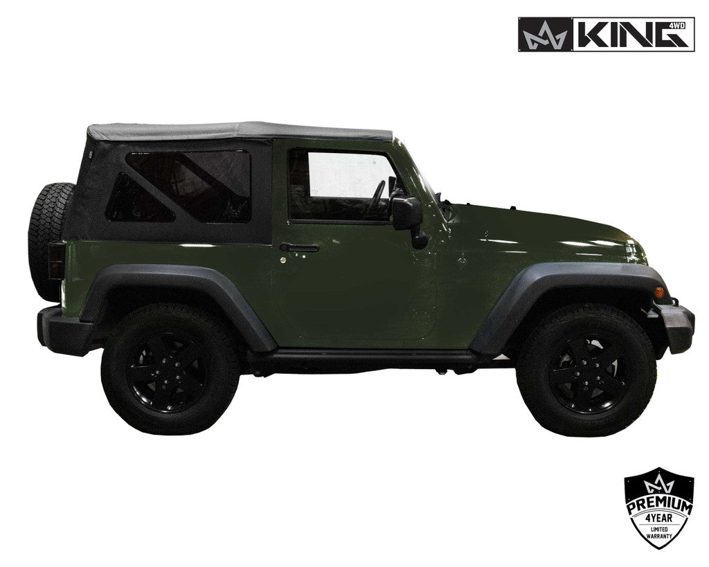 KING 4WD | Jeep Wrangler JK 2 Door 2007-2009 Premium Replacement Soft Top Black Diamond With Tinted Windows (14010335)