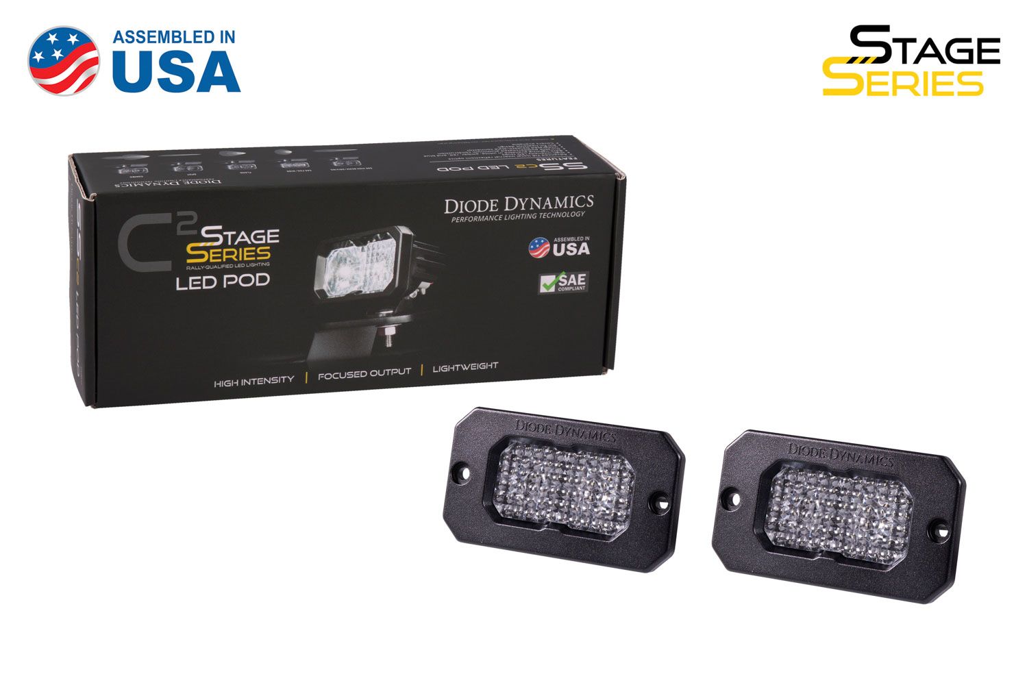 DIODE DYNAMICS | SSC2 SAE White Pro Flush Mount LED Pod (Pair)