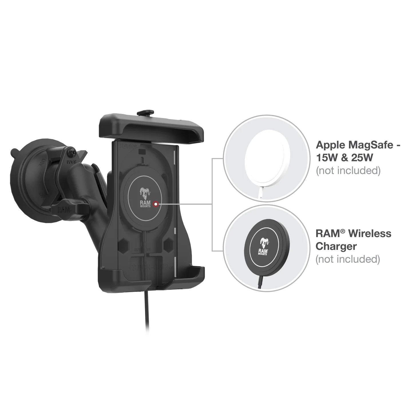 RAM MOUNTS | RAM Quick-Grip Suction Cup Mount for iPhone 12 Series + MagSafe