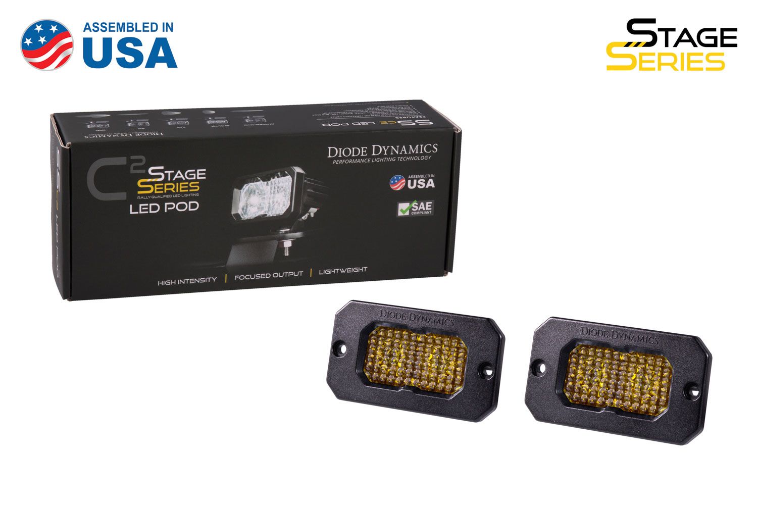 DIODE DYNAMICS | SSC2 SAE Yellow Pro Flush Mount LED Pod (Pair)