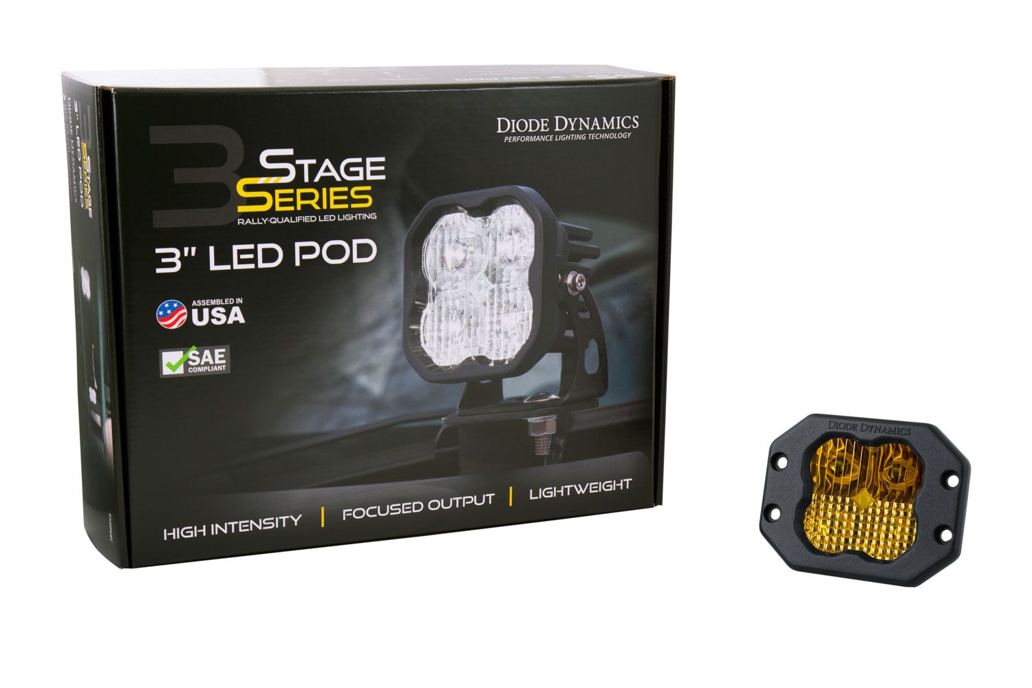 DIODE DYNAMICS | SS3 SAE Yellow Pro Flush Mount LED Pod (One)