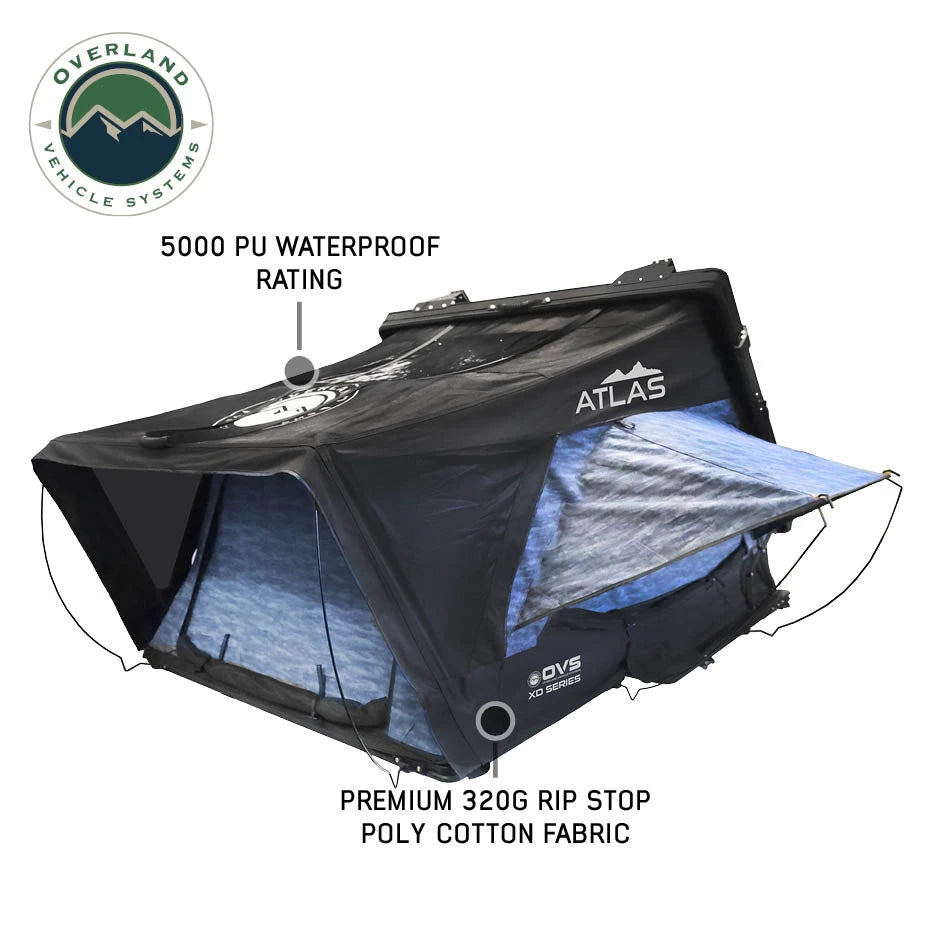 OVERLAND VEHICLE SYSTEMS | XD Atlas Cantilever ABS Hard Shell Roof Top Tent - Blue Body & Black Rainfly (18789902)