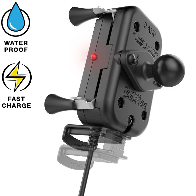 RAM MOUNTS | RAM Tough-Charge with X-Grip 10W Waterproof Wireless Charging Holder