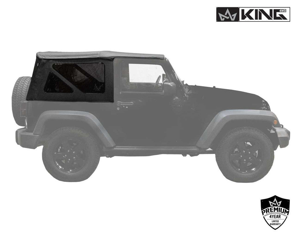 KING 4WD | Jeep Wrangler JK 2 Door 2010-2018 Premium Replacement Soft Top, Black Diamond With Tinted Windows (14010535)