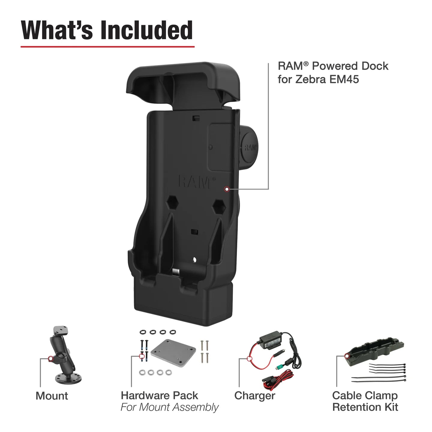 RAM MOUNTS | RAM Powered Dock & Dashboard Mounting Kit for Zebra EM45