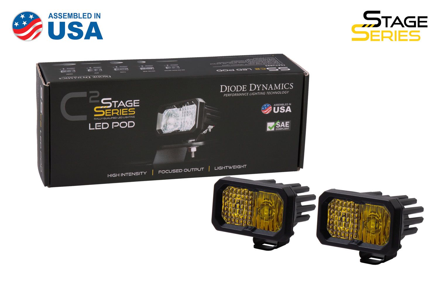 DIODE DYNAMICS | SSC2 SAE Yellow Sport Standard LED Pod (Pair)