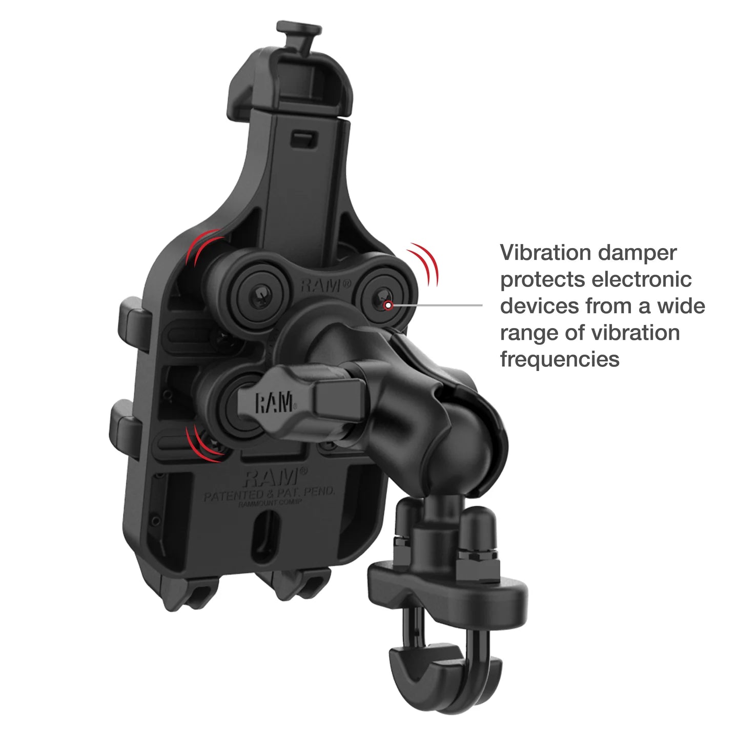 RAM MOUNTS | RAM Quick-Grip Pro Vibration Damping Phone Mount with U-Bolt Base