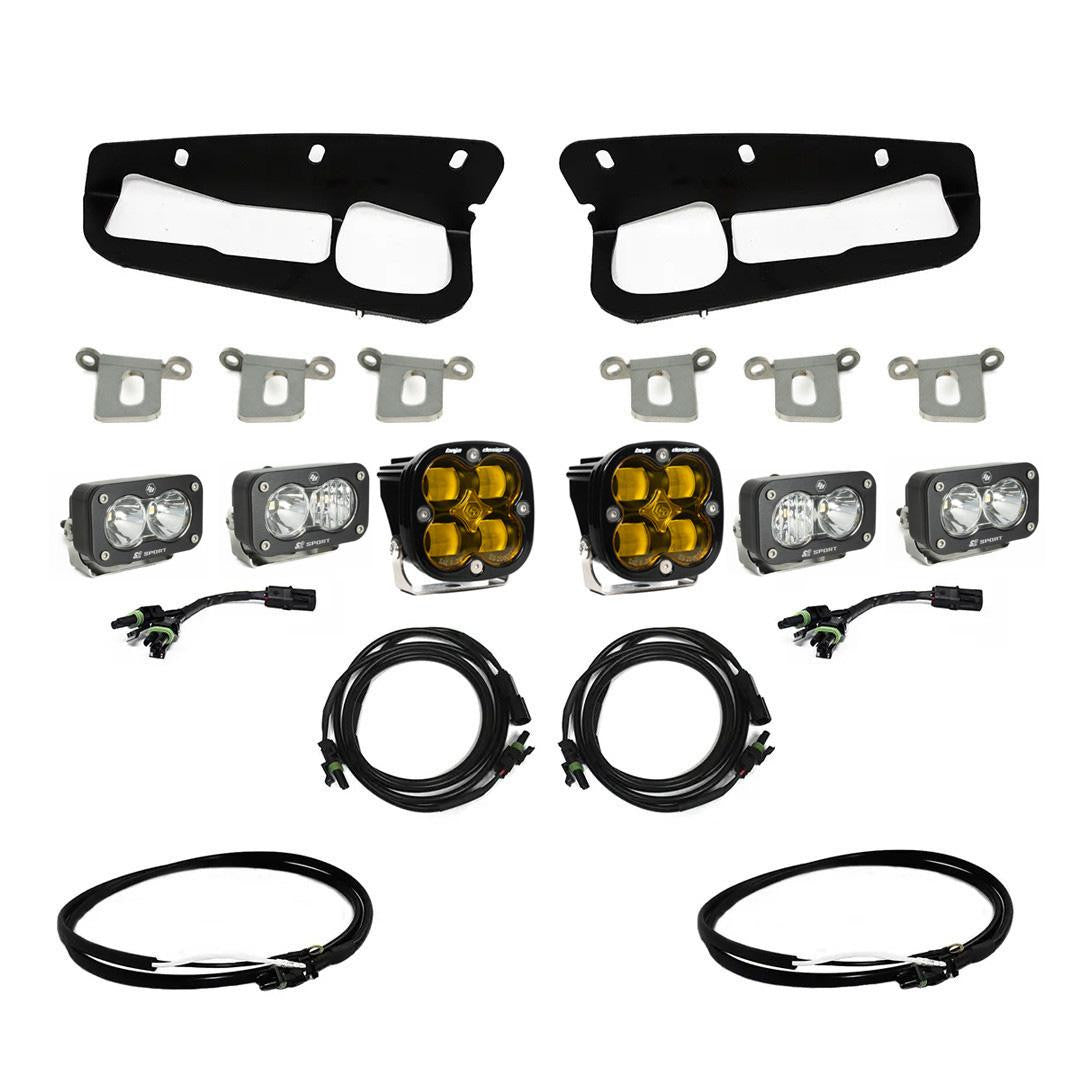 BAJA DESIGNS | Ford Bronco 2021-2023 Squadron SAE/Dual S2 Sport Steel Bumper Fog Pocket Light Kit Steel Bumper