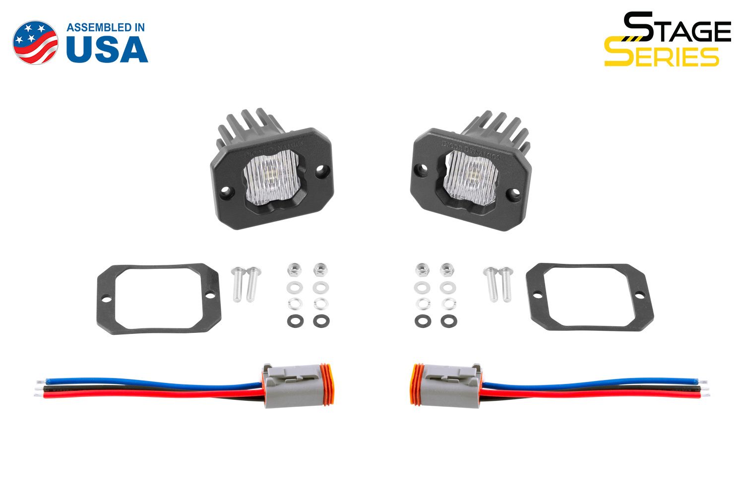 DIODE DYNAMICS | SSC1 White SAE Fog Flush Mount LED Pod (Pair)