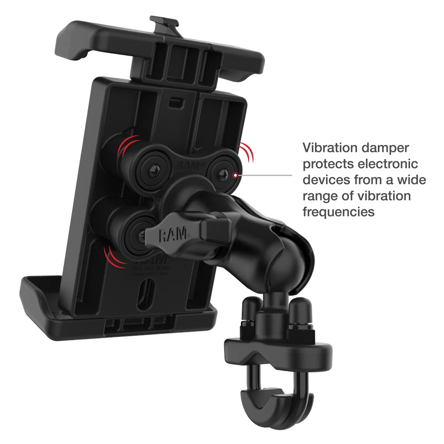 RAM MOUNTS | RAM Quick-Grip Pro XL Vibration Damping Phone Mount with U-Bolt Base