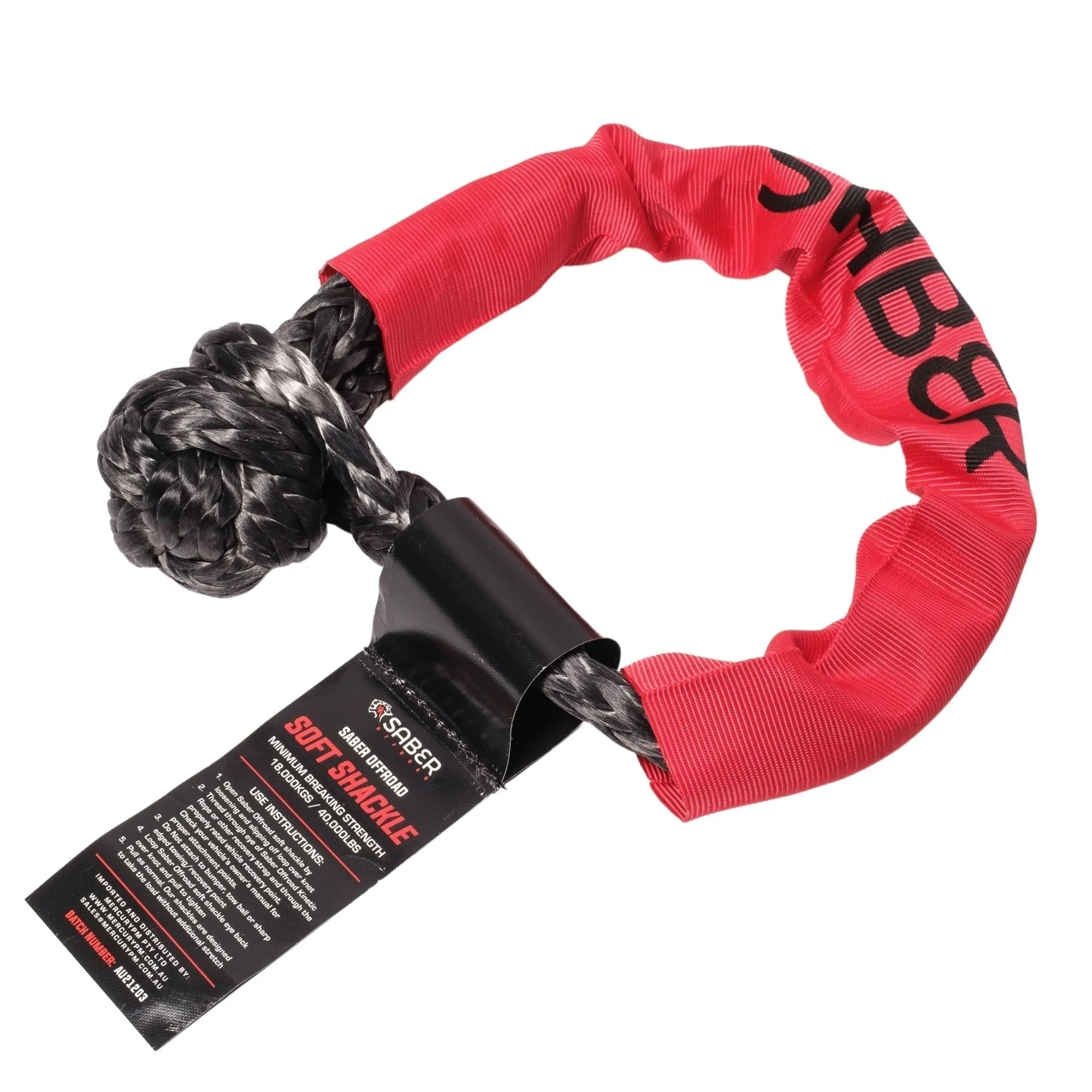 SABER OFFROAD | 18,000kg Soft Shackle with Protective Sheath (SBR-18KSSB)