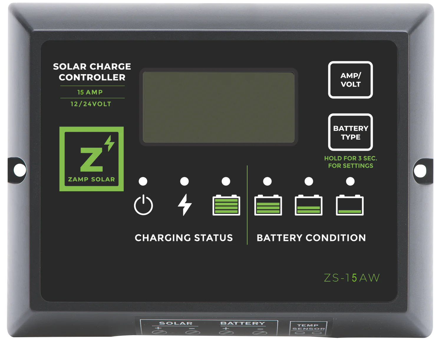 ZAMP SOLAR | 15 Amp 5 Stage PWM Charge Controller