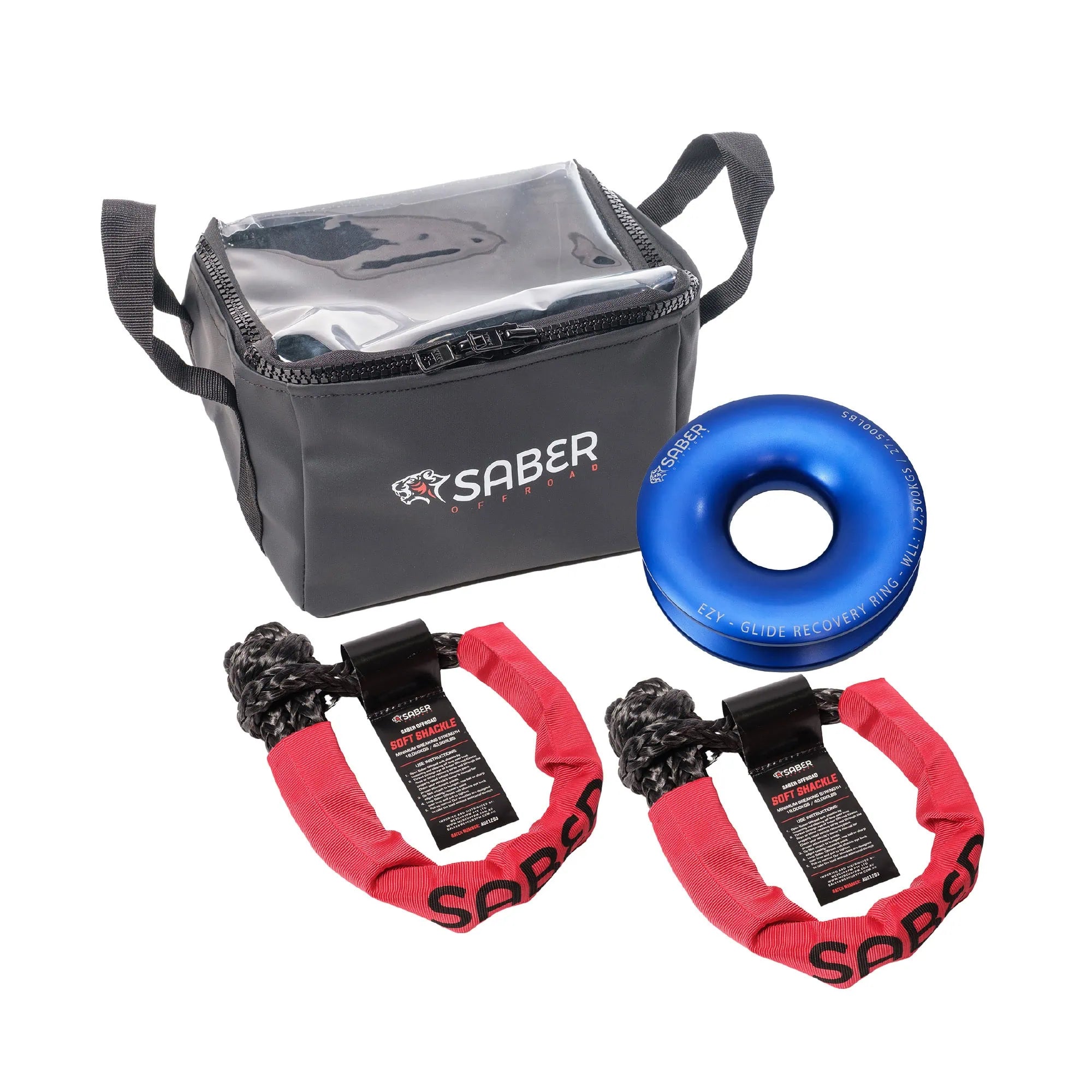 SABER OFFROAD | Ezy-Glide Recovery Ring + Twin 18K Sheath Soft Shackle Kit (SBR-12BRRK2)