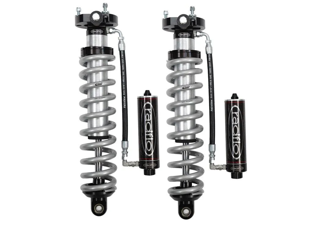 RADFLO SUSPENSION TECHNOLOGY | Tundra 2nd Gen (2007 - 2021) Front Coilover Kit With Remote Reservoir And Compression Adjusters Extended For Use With 6″ Lift Kit (6CT-002-3A)