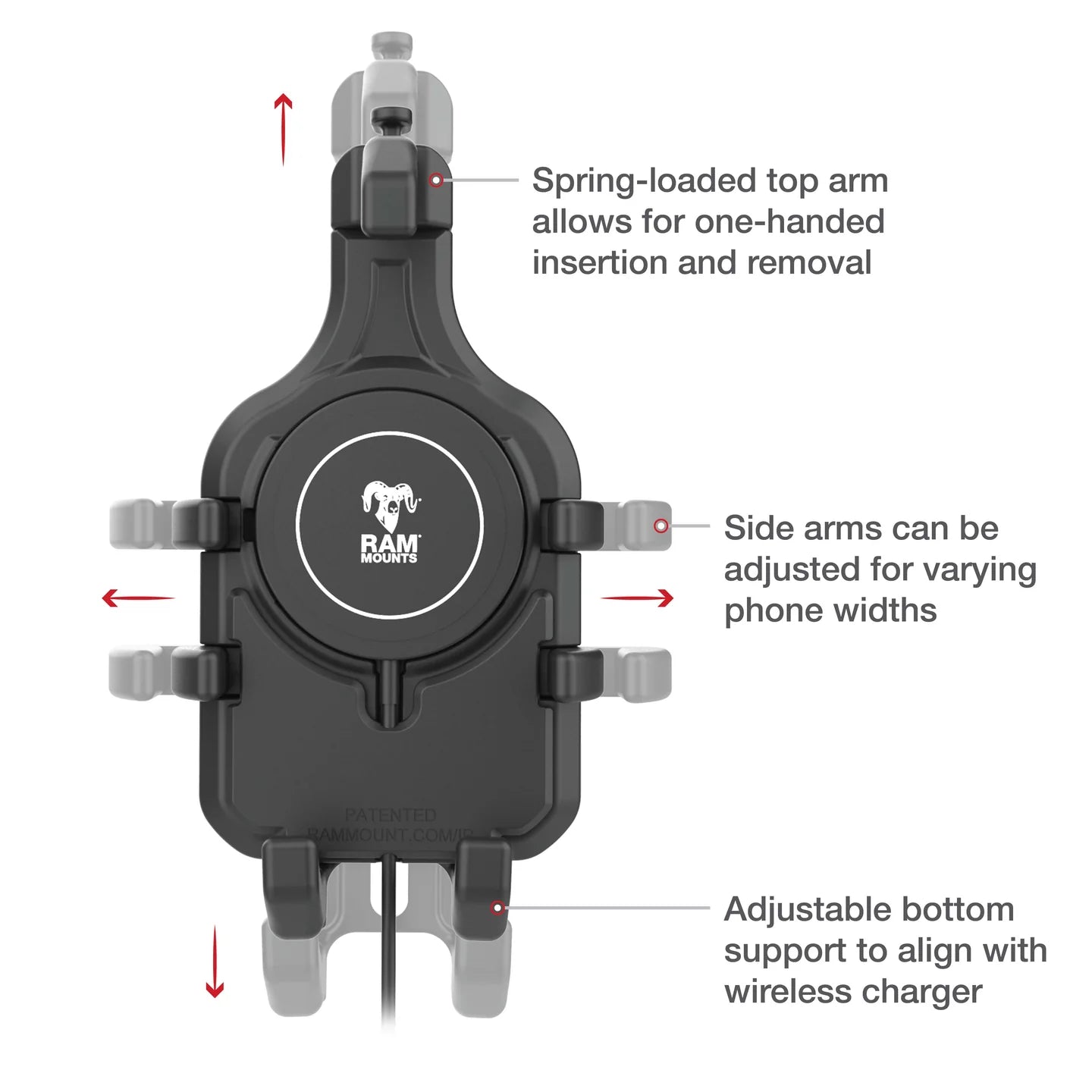 RAM MOUNTS |RAM Quick-Grip Pro with Ball & Qi2 15W Wireless Charger