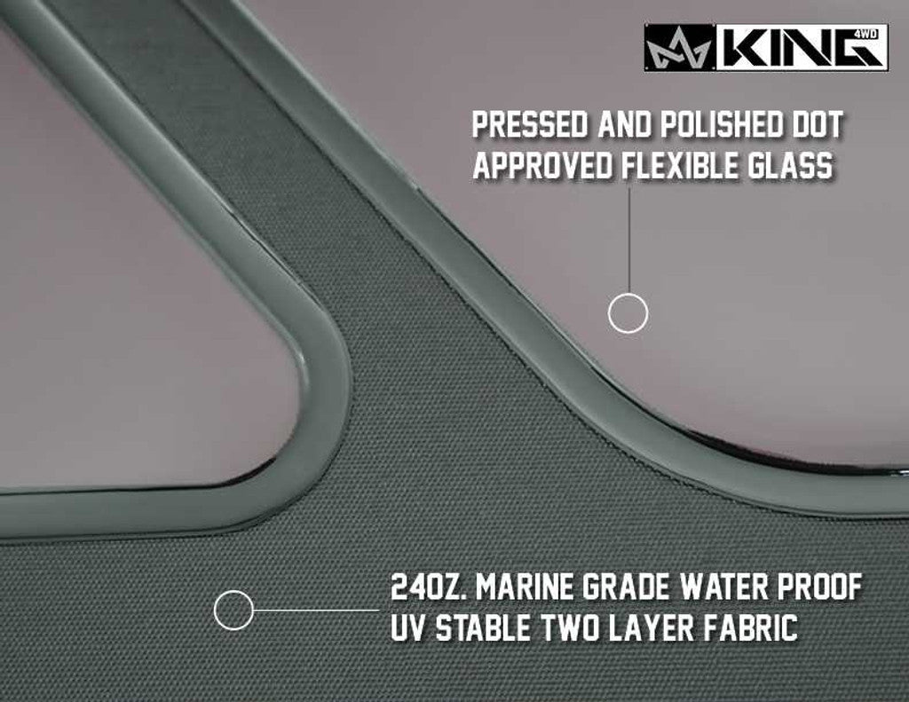 KING 4WD | Jeep Wrangler TJ 1997-2006 Premium Replacement Soft Top Without Upper Doors, Black Diamond With Tinted Windows (14010235)