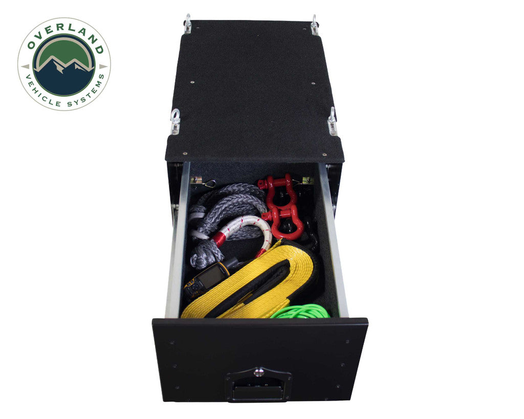 OVERLAND VEHICLE SYSTEMS | Cargo Box With Slide Out Drawer Size Black Powder Coat Universal (21010301)