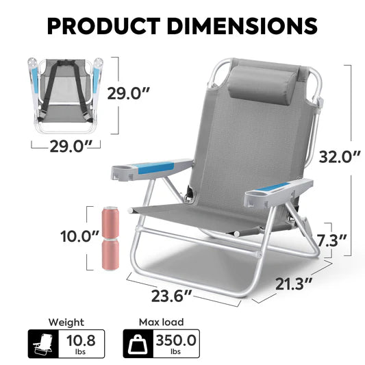 ICECO | BC75 Extra-Wide Backpack Beach Chair